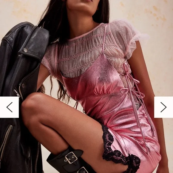 - Free people Anna Sui  metallic leather mini dress new with tags size 2 - Picture 3 of 10